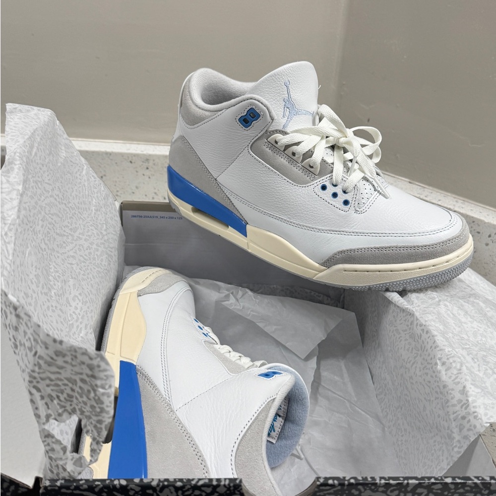 Air Jordan 3 Retro “Lucky Shorts” White/University Blue Sneakers